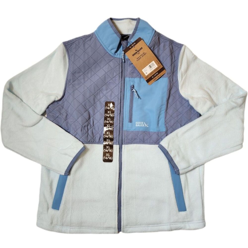 Eddie Bauer Kids Polar Fleece Jacket XL 14/16 Light Blue NWT
